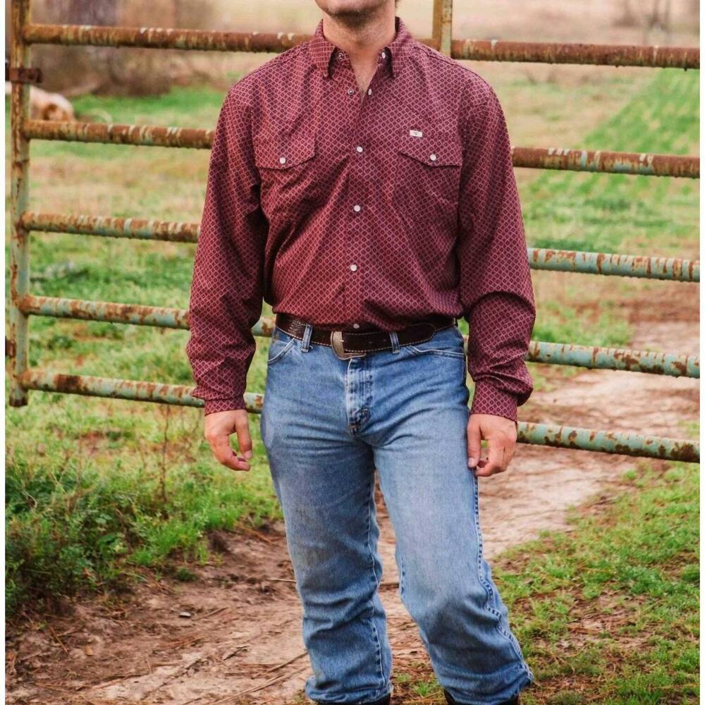 NEW FERRELL nicholas long sleeve shirt in burgundy
